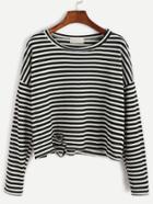 Shein Contrast Striped Drop Shoulder Ripped T-shirt