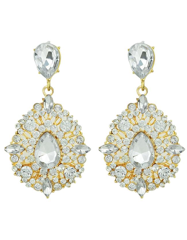 Shein Hot Sale Elegant Style Colored Rhinestone Earrings For Women
