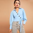 Shein Button Up Crop Wrap Shirt