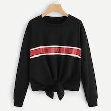 Shein Letter Print Knot Front Sweatshirt