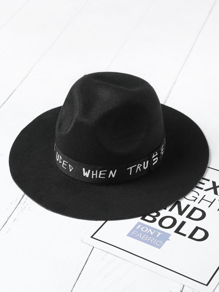 Shein Slogan Band Fedora Hat