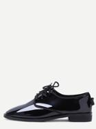Shein Black Patent Leather Lace Up Oxfords