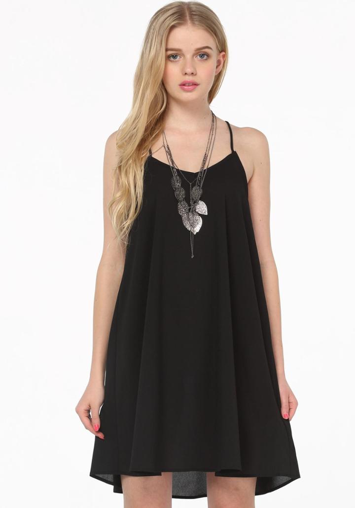 Shein Black Spaghetti Strap Loose Chiffon Dress