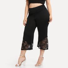 Shein Plus Lace Panel Hem Pants