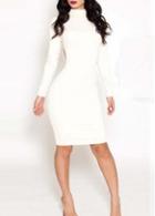 Rosewe Charming Long Sleeve Cutout Design White Dress For Woman