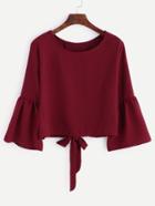 Shein Bell Sleeve Overlap Back Tie Detail Blouse