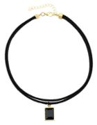 Shein Black Pu Rhinestone Choker Necklace