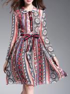 Shein Multicolor Tie-waist Tribal Print Dress
