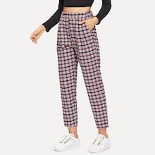 Shein Plaid Pocket Detail Pants