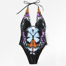 Shein Butterfly Print Halter Swimsuit
