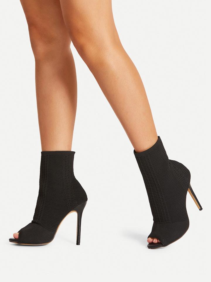 Shein Peep Toe Knit Design Stiletto Heels