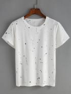 Shein Speckled Print White T-shirt