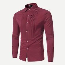 Shein Men Pleated Front Plain Shirt