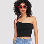 Shein Pearl Beading Striped Asymmetrical Shoulder Cami