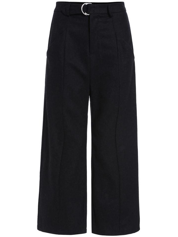 Shein Black Wide Leg Woolen Pant