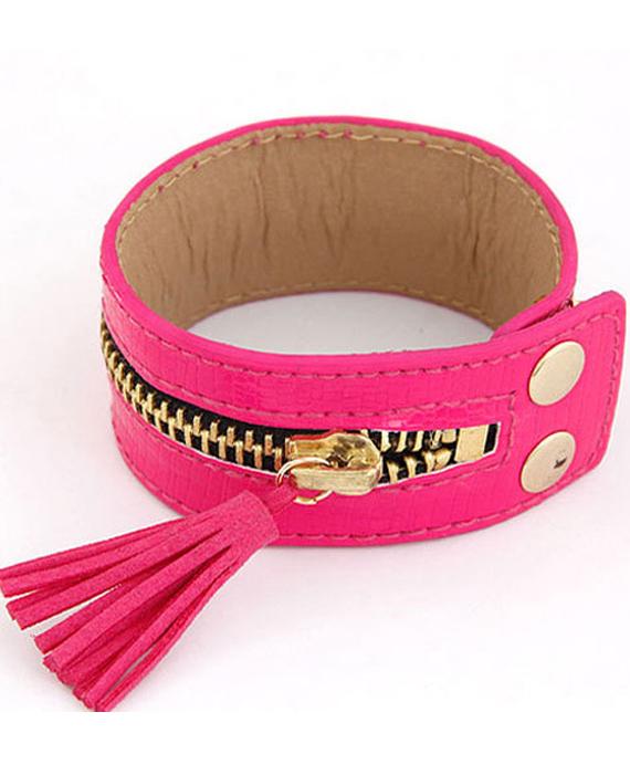 Shein Red Tassel Zipper Bracelet