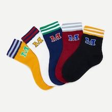 Shein Toddler Kids Rib Striped & Letter Pattern Socks 5pairs