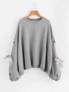 Shein Eyelet Bow Tie Detail Sweatshirt