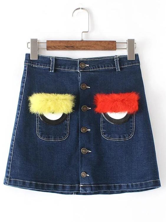 Shein Buttoned Front Eyes Pocket A-line Skirt