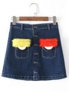 Shein Buttoned Front Eyes Pocket A-line Skirt