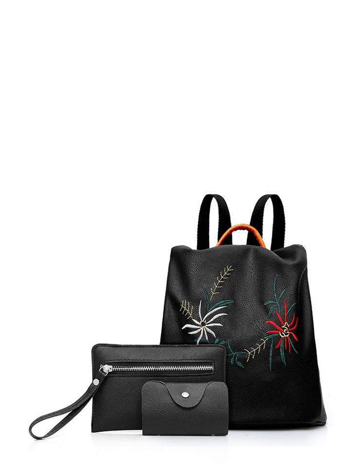 Shein Embroidered Flower Combination Bag 3pcs