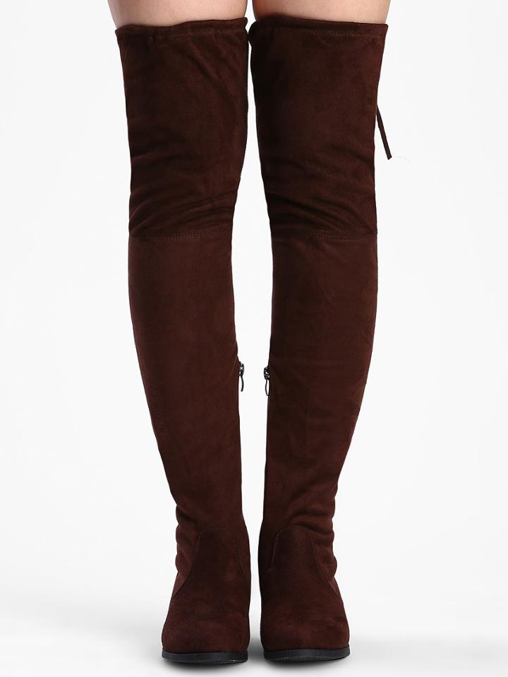 Shein Brown Round Toe Lace Up Boots