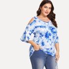 Shein Plus Water Color Cut Out Neck Tee