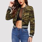 Shein Zip Front Camo Print Crop Jacket