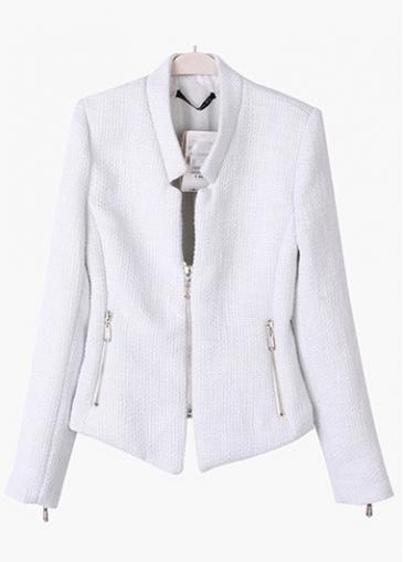 Rosewe Woman Essential Long Sleeve Zipper Closure White Suit