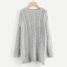 Shein Drop Shoulder Loose Knit Longline Sweater