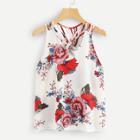 Shein Cross Braided Back Floral Print Top