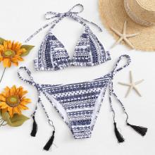 Shein Mixed Print Self Tie Bikini Set