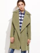 Shein Army Green Self Tie Trench Coat
