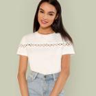 Shein Crochet Circle Insert Cuffed Tee