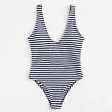 Shein Low Back Striped Swimsuit