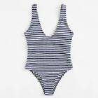 Shein Low Back Striped Swimsuit
