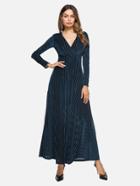 Shein Deep V Neckline Surplice Velvet Maxi Dress