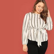 Shein Plus Self Tie Striped Top