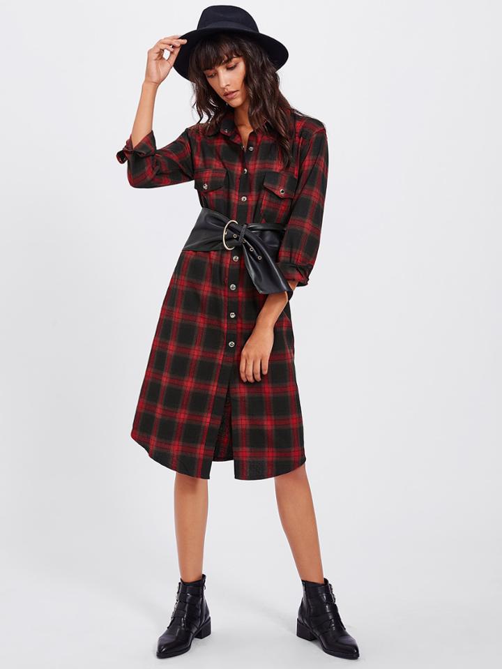 Shein Tartan Plaid Shirt Dress