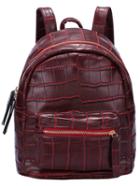 Shein Wine Red Zipper Stone Texture Backpack