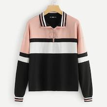 Shein O-ring Zip Half Placket Cut And Sew Sweatshirt