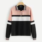 Shein O-ring Zip Half Placket Cut And Sew Sweatshirt