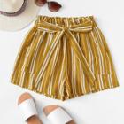 Shein Plus Floral Striped Frill Knot Shorts