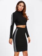 Shein Contrast Binding Fitted Top & Skirt Set