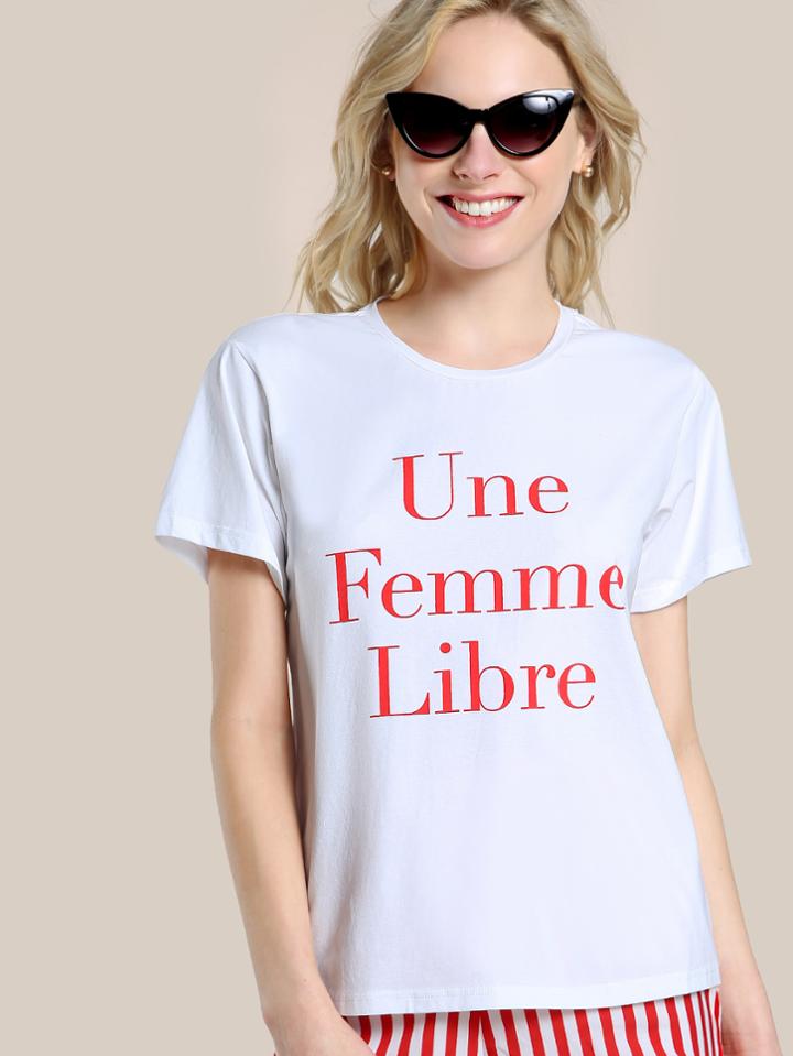 Shein Une Femme Libre T-shirt