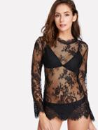 Shein Floral Lace Top With Panty