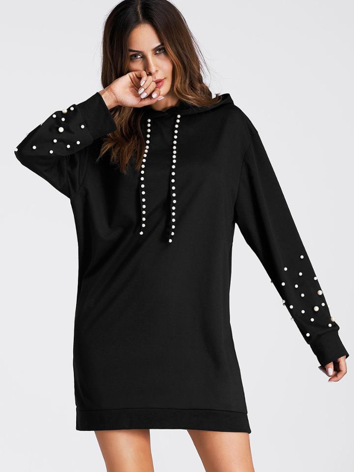 Shein Pearl Beaded Detail Sweatshirt Dress
