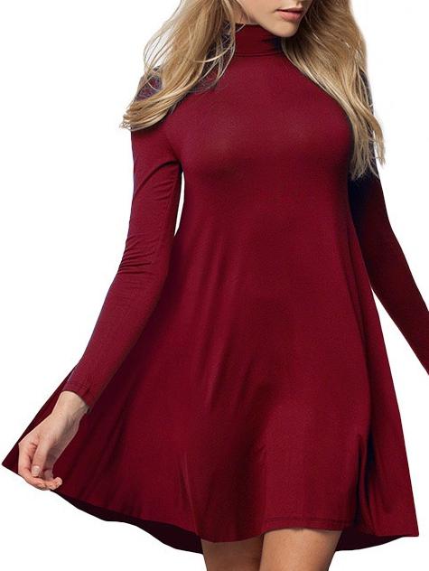 Shein Red Turtleneck Long Sleeve Dress