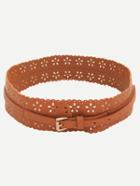 Shein Brown Hollow Flower Buckle Wide Belt