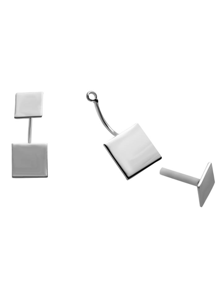 Shein Silver Plated Square Stud Earrings